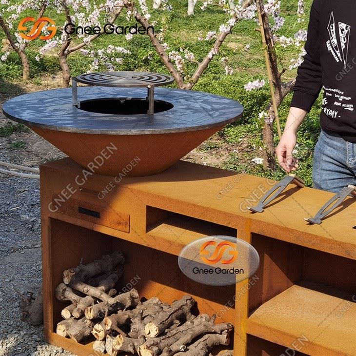 Corten Barbeque Camping Charcoal BBQ Grill Corten Steel Outdoor BBQ Fire Pit