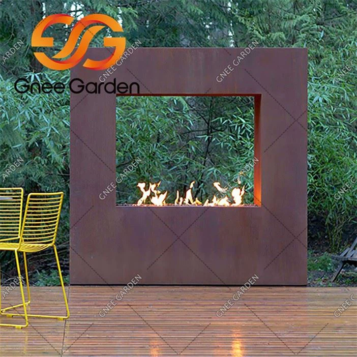 Corten Steel custom outdoor fireplace(2)