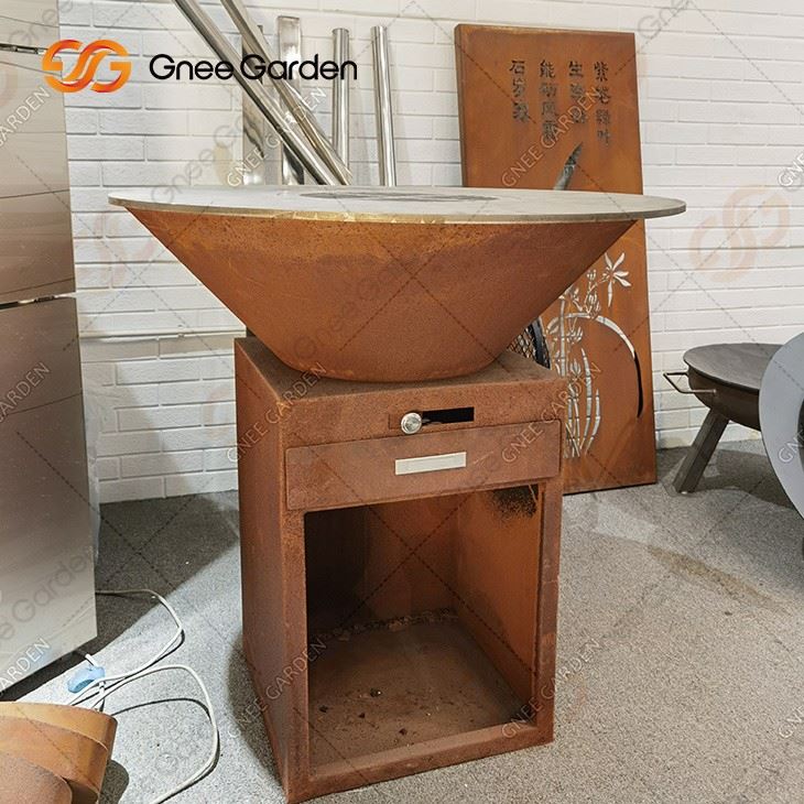 Outdoor Charcoal Bbq Grill Corten Bbq Steel Bowl Fire Pit
