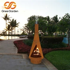 شومینه چوبی کورتن استیل