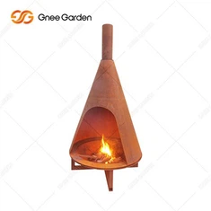 در فضای باز دکوراسیون Corten فولاد شومینه