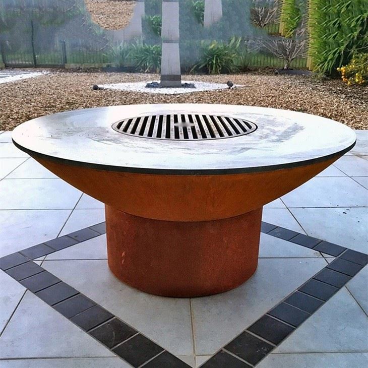 Wood Burning Corten Steel Fire Metal BBQ Grill